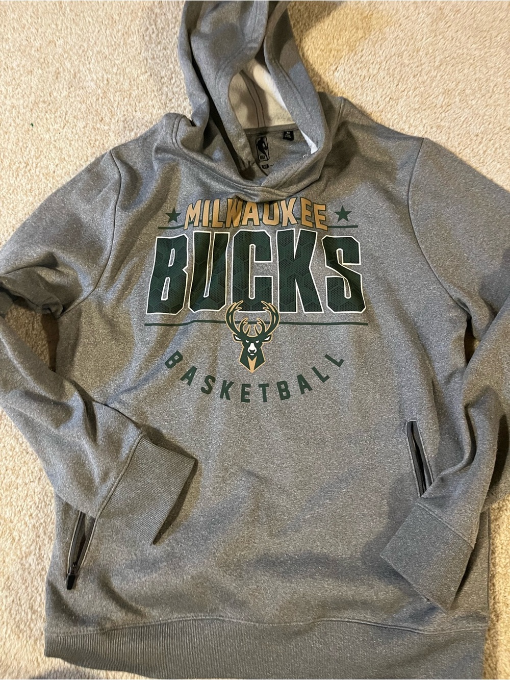 NBA Gray Pullover Hoodie with Printed Logo